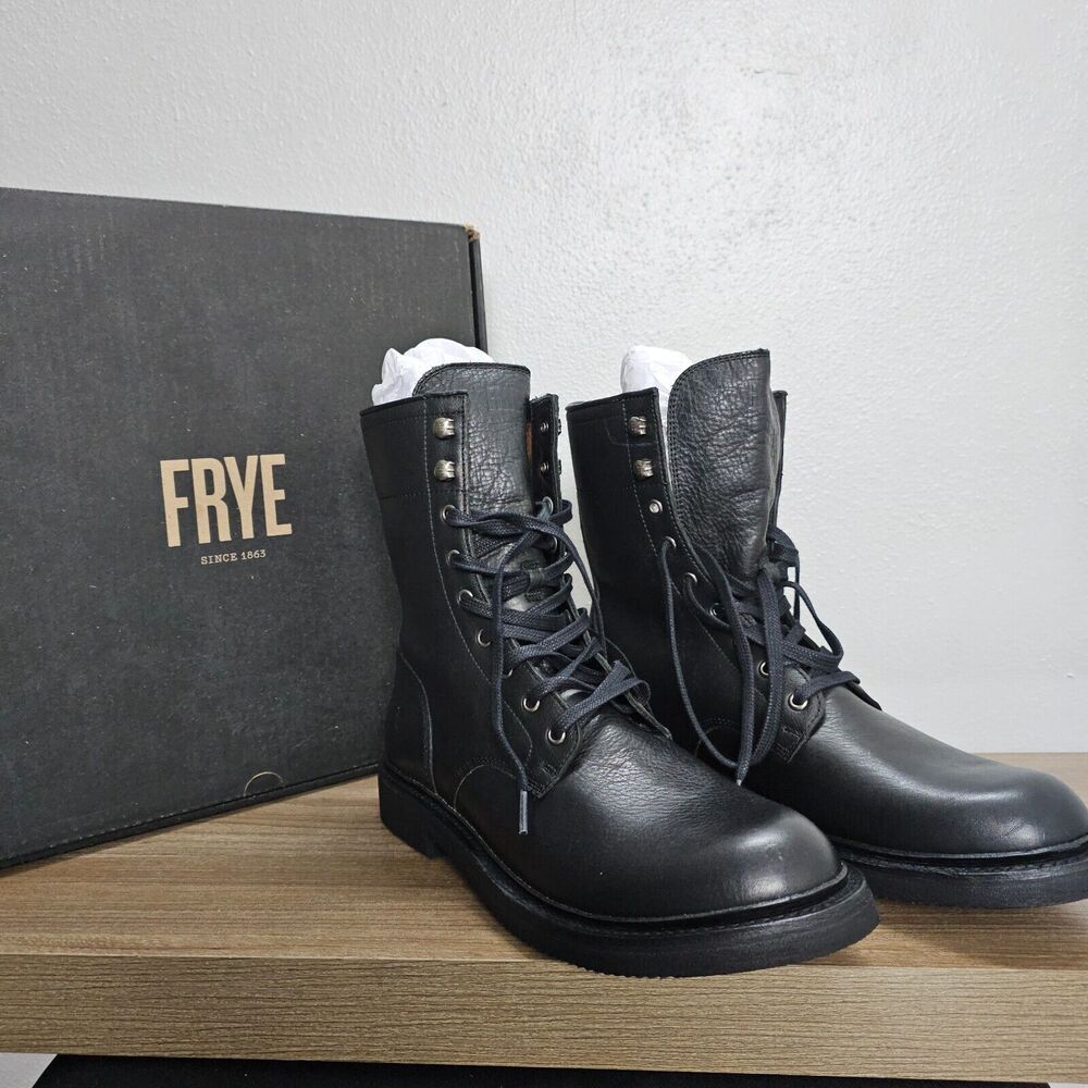 Frye Boots Mens SZ 10.5 D Dark Brown Leather Lace Up Dean Heritage Combat Ankle